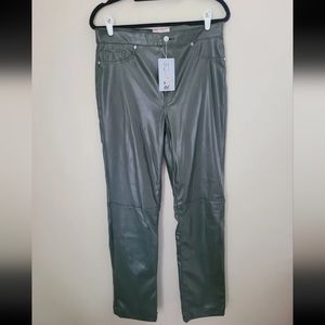 NWT REVICE Denim Olive Green Vinyl Pants/Jeans - Size 32